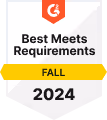 Kicksta G2 Best Meets Requirements badge, Fall 2024